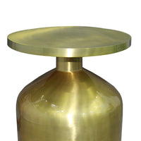 Rumi 24 Inch Metal Frame End Table with Round Top and Bottle Shape Base, Gold - UPT-247181