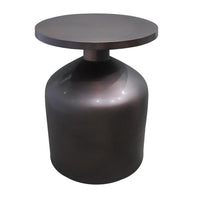 Rumi 24 Inch Metal Frame End Table with Round Top and Bottle Shape Base, Garnet Red- UPT-247182