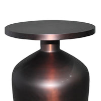 Rumi 24 Inch Metal Frame End Table with Round Top and Bottle Shape Base, Garnet Red- UPT-247182