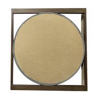 Round Wall Mirror with Rectangular Wooden Frame, Brown - UPT-247266