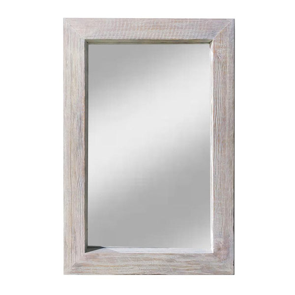 Grained Rectangular Wooden Frame Wall Mirror, Distressed Brown - UPT-247267