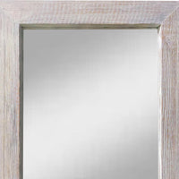 Grained Rectangular Wooden Frame Wall Mirror, Distressed Brown - UPT-247267