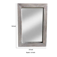 Grained Rectangular Wooden Frame Wall Mirror, Distressed Brown - UPT-247267