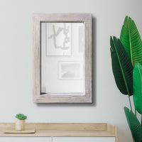 Grained Rectangular Wooden Frame Wall Mirror, Distressed Brown - UPT-247267