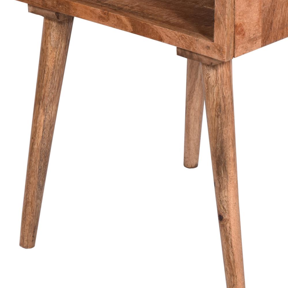 24 Inch Farmhouse Wooden Square End Table with Open Compartment, Oak Brown - UPT-250803