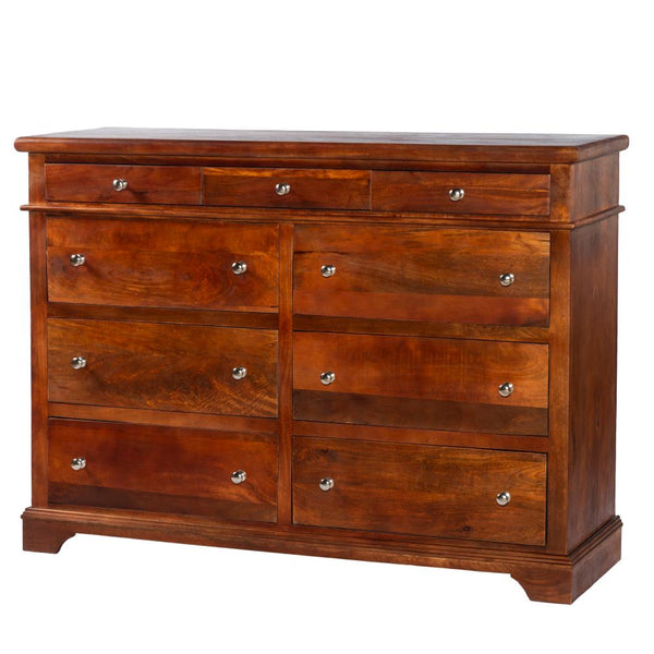 Sideboard with 9 Drawers and Wooden Frame, Cherry Brown - UPT-262405