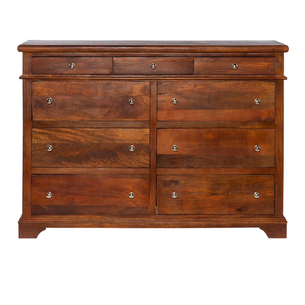 Sideboard with 9 Drawers and Wooden Frame, Cherry Brown - UPT-262405