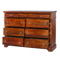 Sideboard with 9 Drawers and Wooden Frame, Cherry Brown - UPT-262405