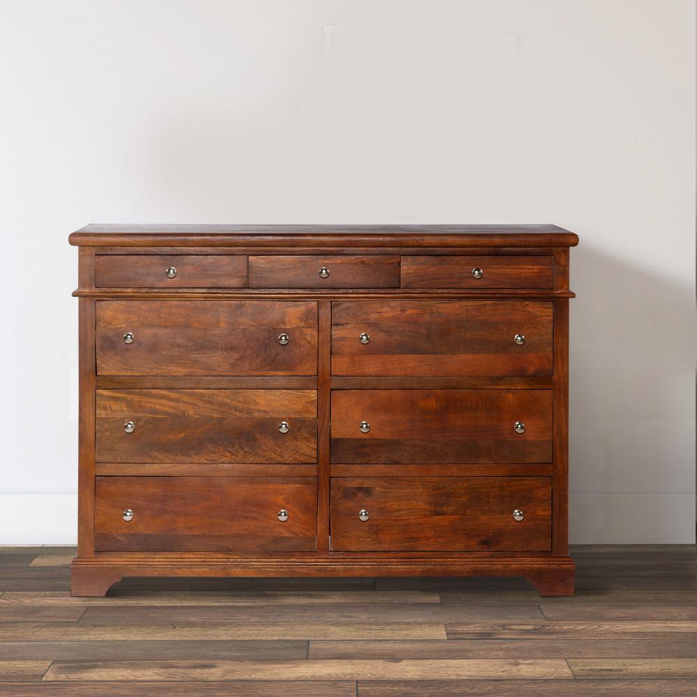 Sideboard with 9 Drawers and Wooden Frame, Cherry Brown - UPT-262405