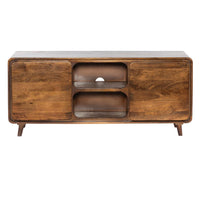 55 Inch TV Media Entertainment Center Console, Mango Wood, 2 Doors, Warm Brown - UPT-262407