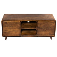 55 Inch TV Media Entertainment Center Console, Mango Wood, 2 Doors, Warm Brown - UPT-262407