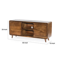 55 Inch TV Media Entertainment Center Console, Mango Wood, 2 Doors, Warm Brown - UPT-262407