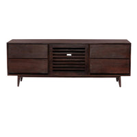 64 Inch TV Cabinet with 4 Drawers and Wooden Frame, Walnut Brown - UPT-262408