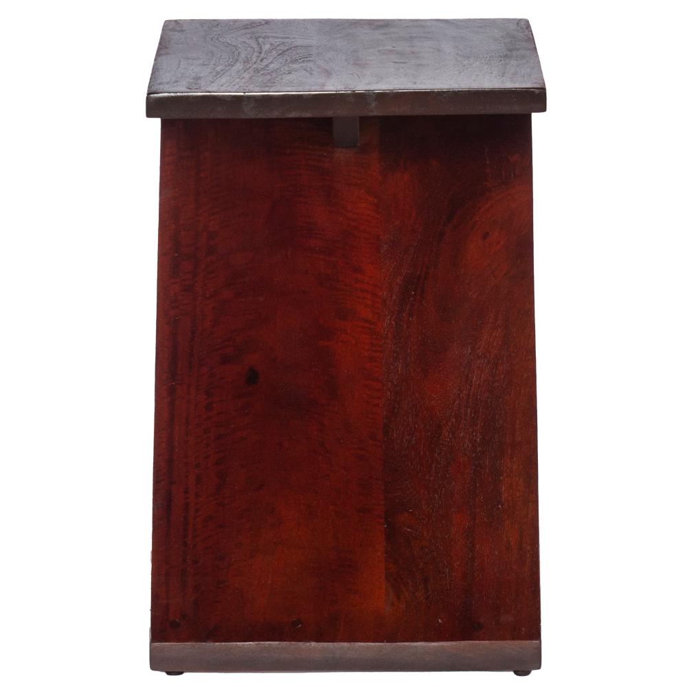 24 Inch Rectangular Mango Wood Side Table, Z Shaped Frame, Dark Brown - UPT-262409