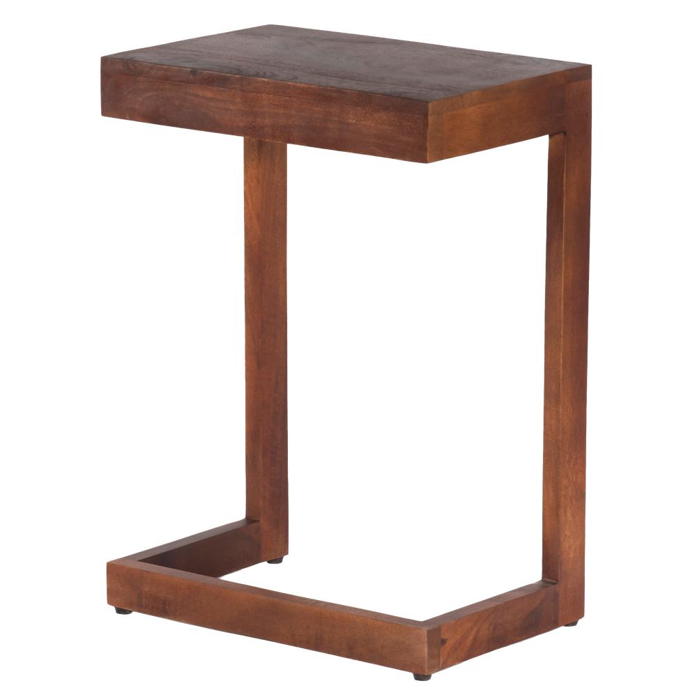 26 Inch Handcrafted Mango Wood Side End Table, Open Design Base, Dark Brown - UPT-262410