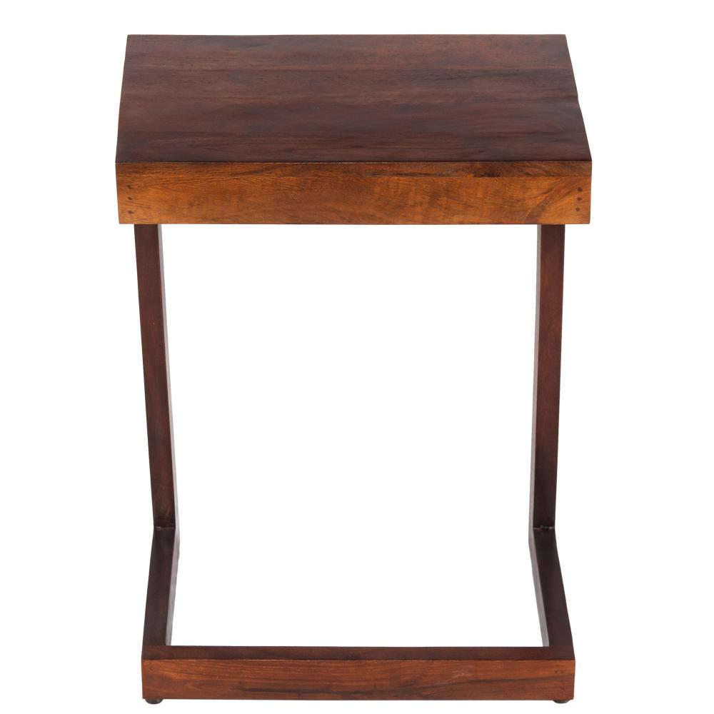 26 Inch Handcrafted Mango Wood Side End Table, Open Design Base, Dark Brown - UPT-262410