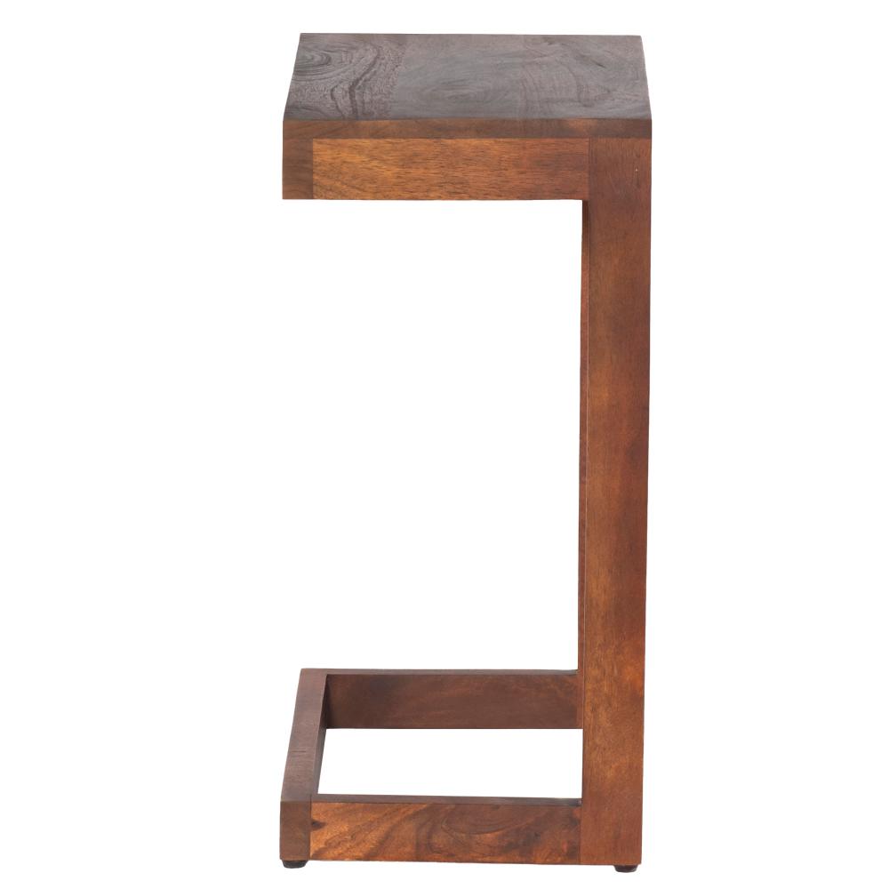 26 Inch Handcrafted Mango Wood Side End Table, Open Design Base, Dark Brown - UPT-262410