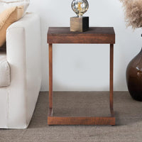 26 Inch Handcrafted Mango Wood Side End Table, Open Design Base, Dark Brown - UPT-262410