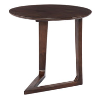 Mango Wood Round Side Table with  and Cantilever Base, Brown - UPT-262411