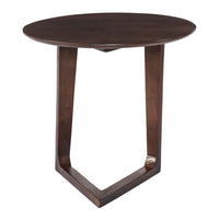 Mango Wood Round Side Table with  and Cantilever Base, Brown - UPT-262411