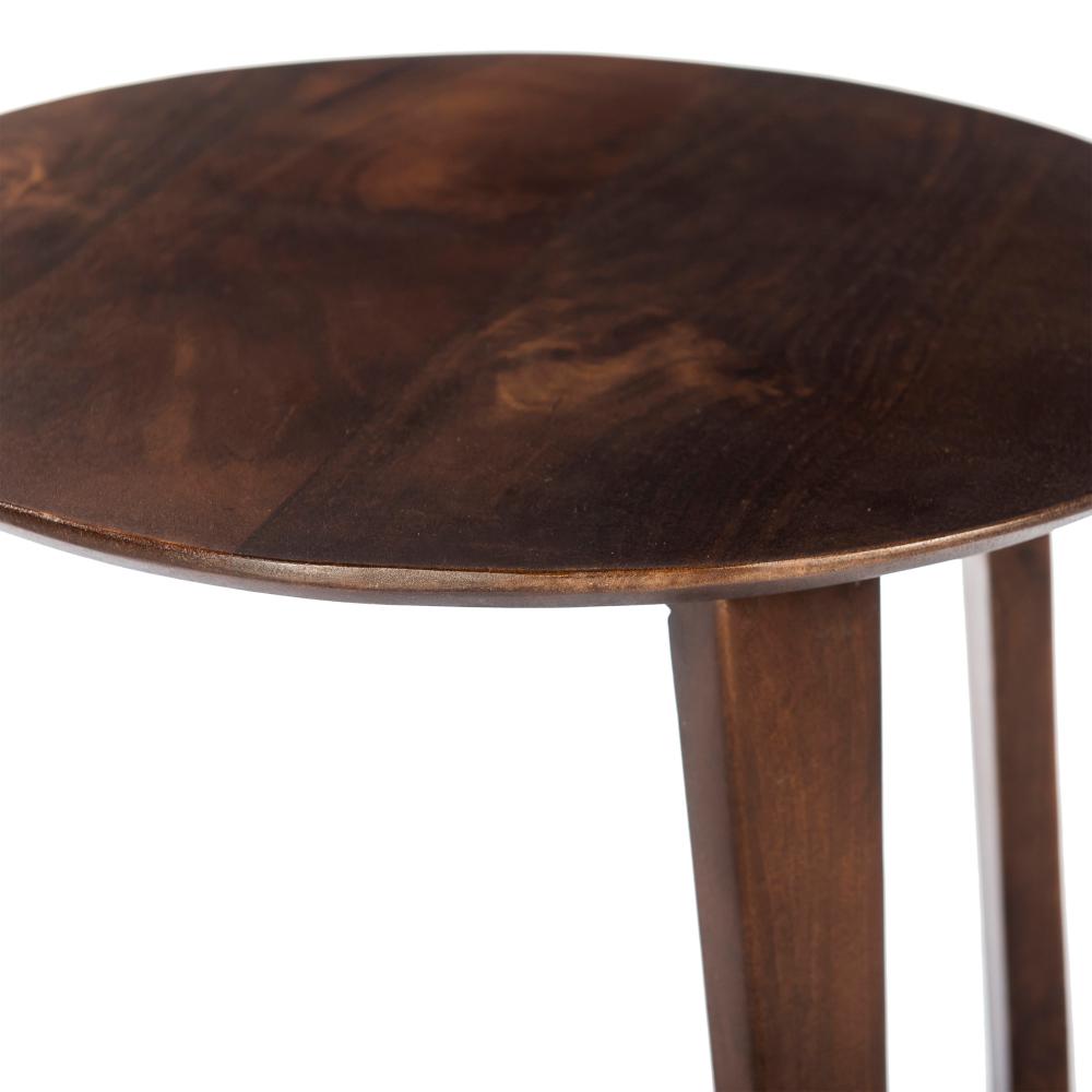 Mango Wood Round Side Table with  and Cantilever Base, Brown - UPT-262411