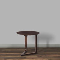 Mango Wood Round Side Table with  and Cantilever Base, Brown - UPT-262411