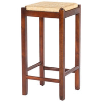 Mango Wood Barstool with Rope Weaved Seat, Brown - UPT-262413