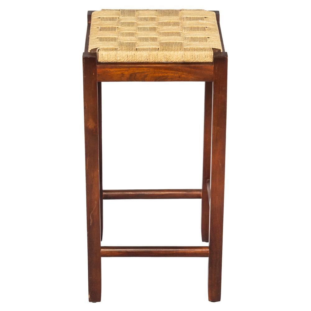 Mango Wood Barstool with Rope Weaved Seat, Brown - UPT-262413