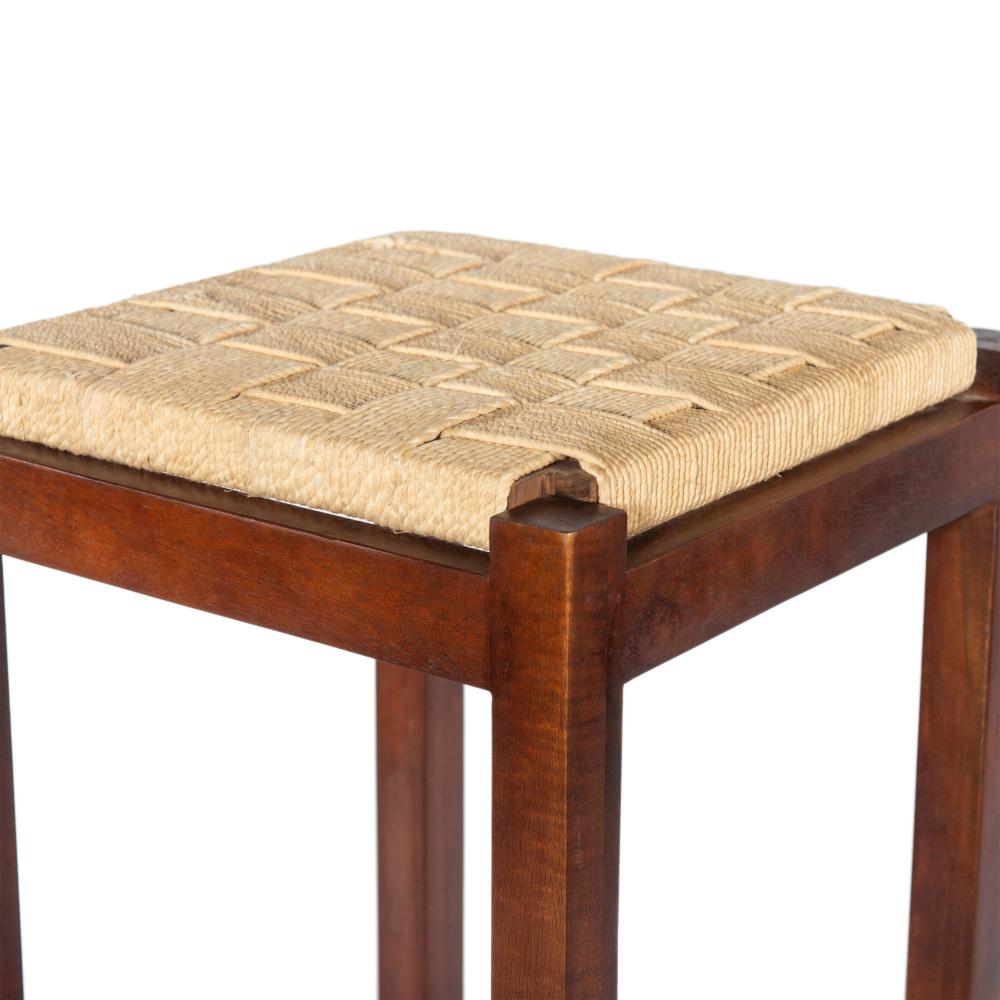 Mango Wood Barstool with Rope Weaved Seat, Brown - UPT-262413