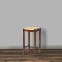 Mango Wood Barstool with Rope Weaved Seat, Brown - UPT-262413