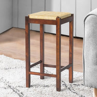 Mango Wood Barstool with Rope Weaved Seat, Brown - UPT-262413