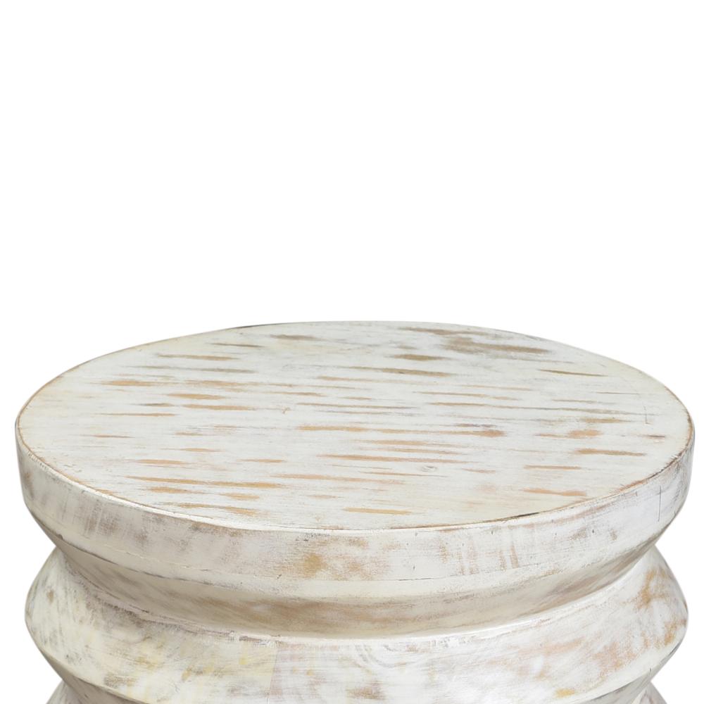 Round End Table with Spring Design Wooden Frame and Round Top, Washed White - UPT-263259