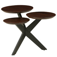 Modern Coffee Table with 3 Tier Wooden Top and Boomerang Legs, Brown and Black - UPT-263263