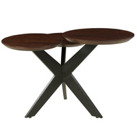 Modern Coffee Table with 3 Tier Wooden Top and Boomerang Legs, Brown and Black - UPT-263263