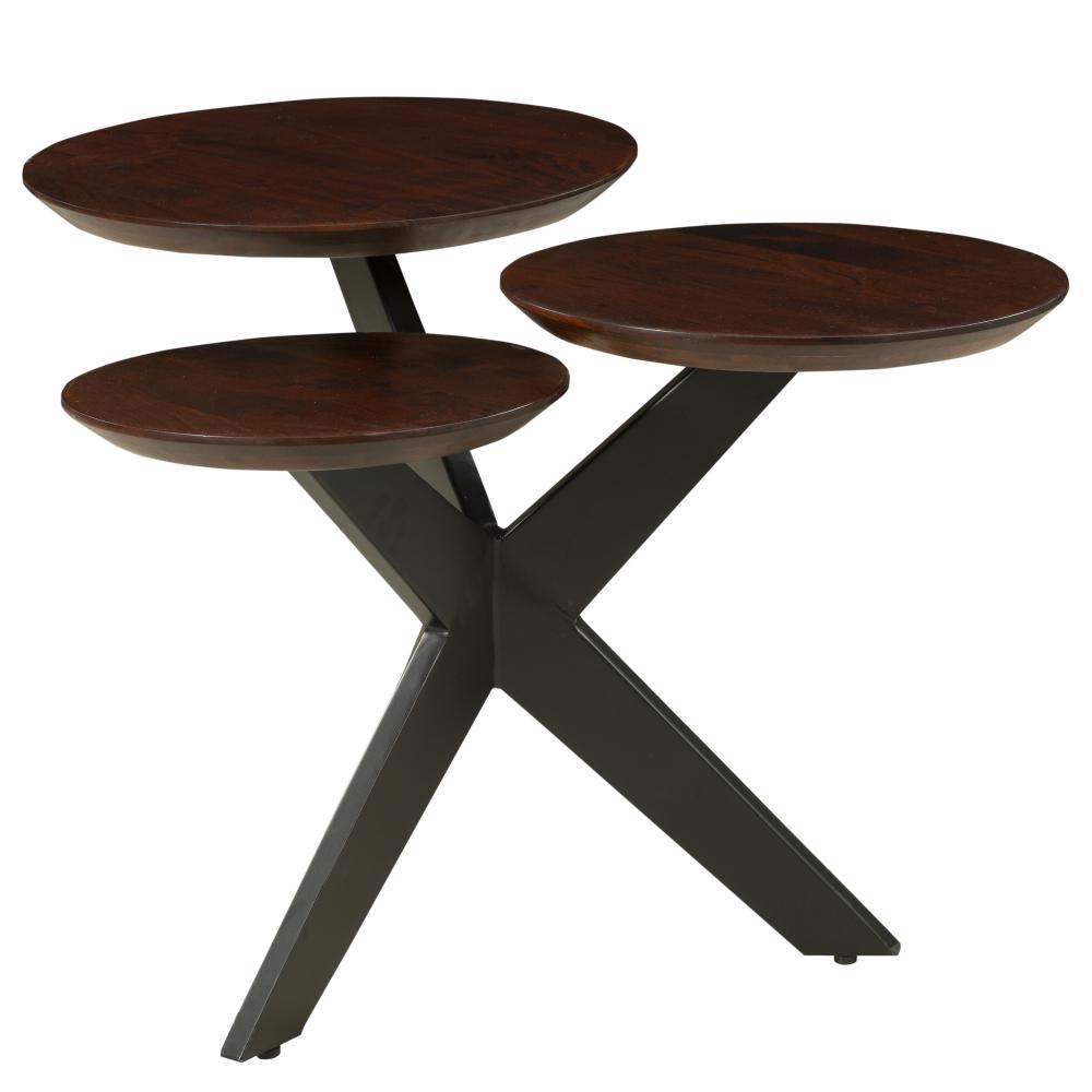 The Urban Port Modern Coffee Table with 3 Tier Wooden Top and