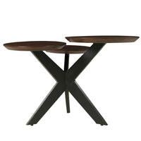 Modern Coffee Table with 3 Tier Wooden Top and Boomerang Legs, Brown and Black - UPT-263263