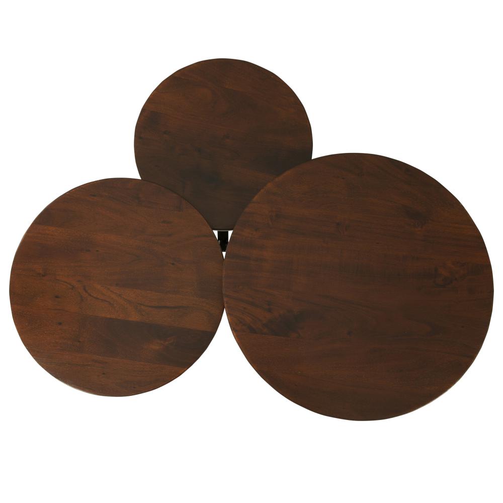 Modern Coffee Table with 3 Tier Wooden Top and Boomerang Legs, Brown and Black - UPT-263263