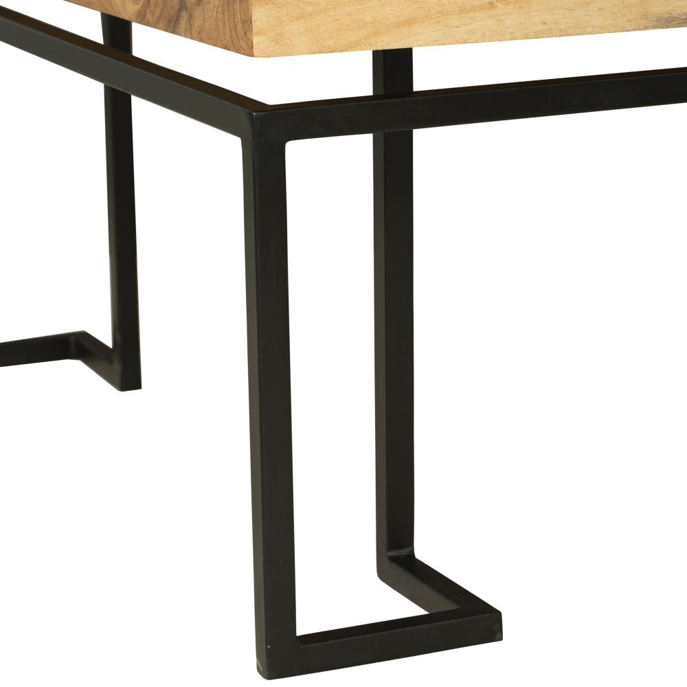 Sqaure Coffee Table with Wooden Top and Geometric Frame, Brown and Black - UPT-263264