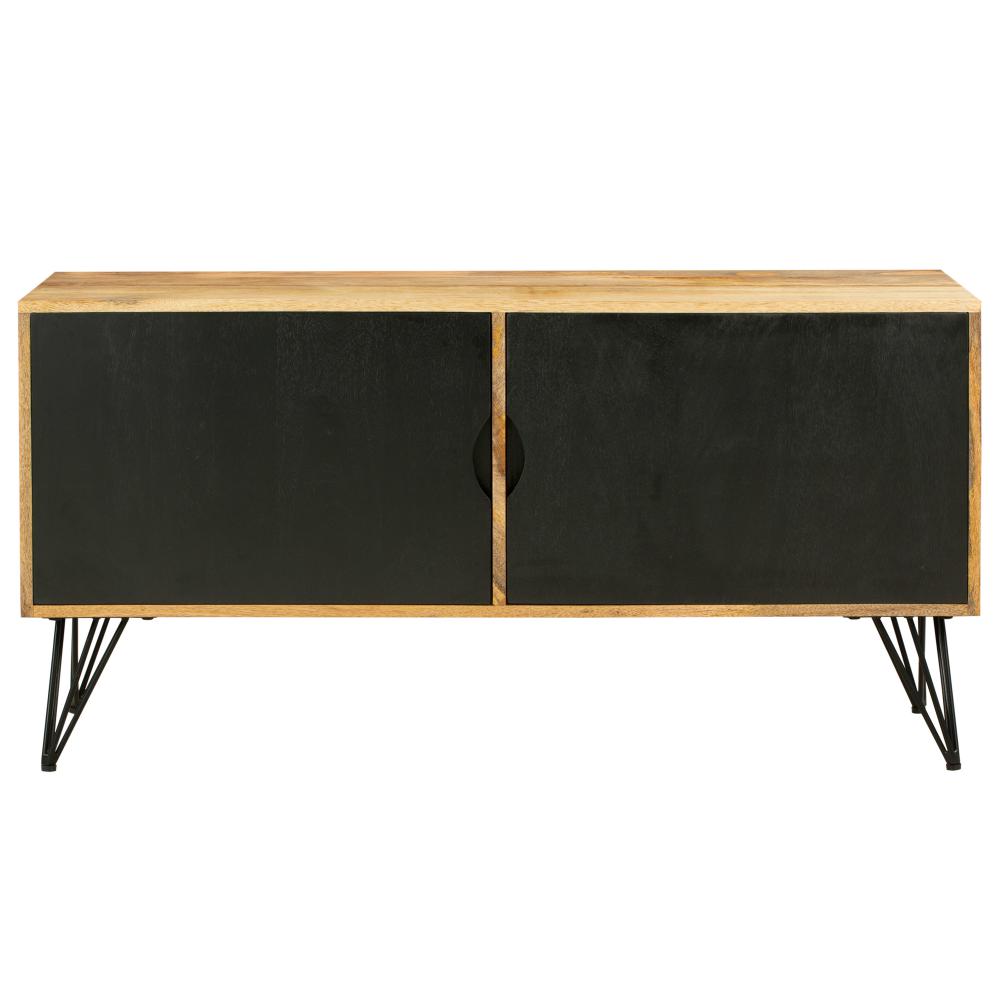 TV Entertainment Unit with 2 Doors and Wooden Frame, Oak Brown and Black - UPT-263268