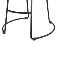 30 Inch Barstool with Curved Genuine Leather Seat and Tubular Frame, Tan Brown and Black - UPT-263270