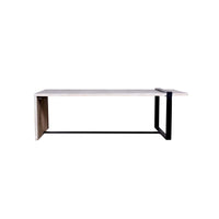 Farmhouse Rectangular Coffee Table with Wooden Top and Geometric Metal Frame, Gray and Black - UPT-263595