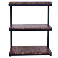 Industrial End Table with 3 Tier Wooden Shelves and Metal Frame, Brown and Black - UPT-263597