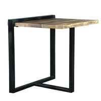 Industrial Minimalistic End Table with Mango Wood Top and Metal Frame, Brown and Black - UPT-263765