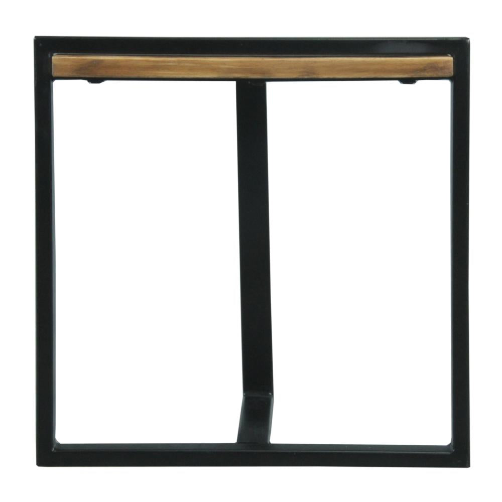 Industrial Minimalistic End Table with Mango Wood Top and Metal Frame, Brown and Black - UPT-263765