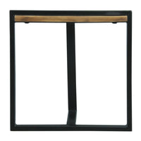 Industrial Minimalistic End Table with Mango Wood Top and Metal Frame, Brown and Black - UPT-263765