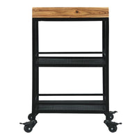 Industrial Serving Cart with 3 Tier Storage and Metal Frame, Brown and Black - UPT-263767