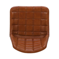 29 Inch Bar Height Chair, Square Tufted Genuine Leather Seat, Metal Frame, Tan Brown, Black - UPT-263781