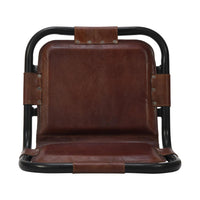 31 Inch Bar Height Chair, Genuine Leather Upholstery, Metal Frame, Brown, Black - UPT-263783