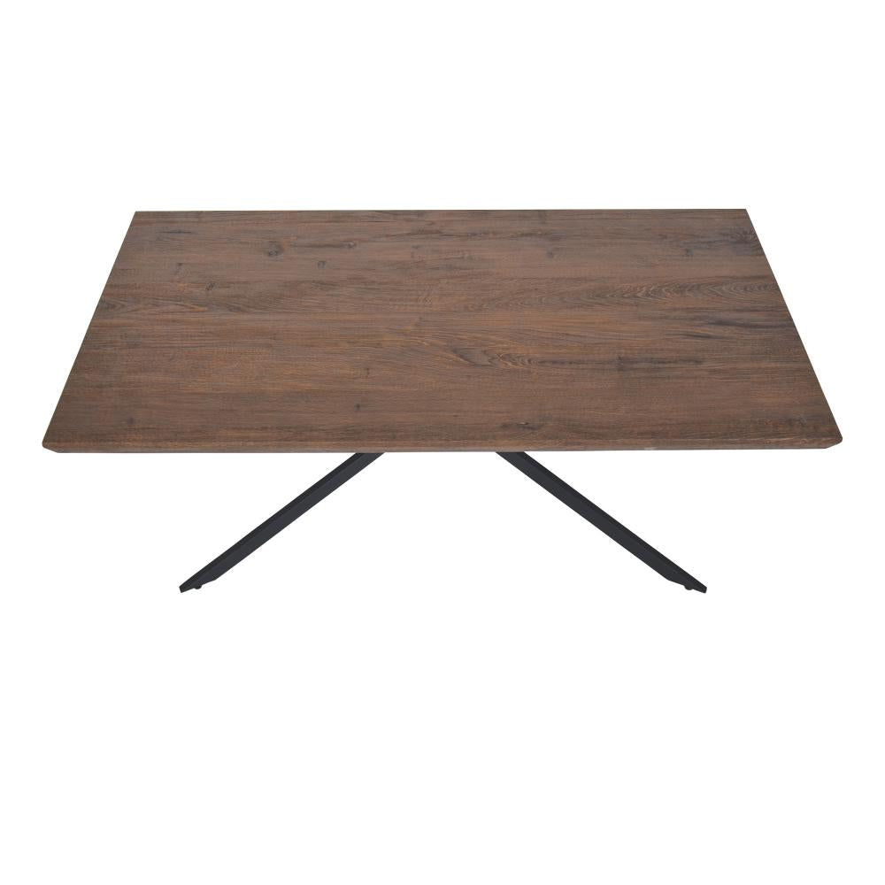 Rectangular Wooden Coffee Table with Boomerang Legs, Natural Brown Sonoma and Black - UPT-266256