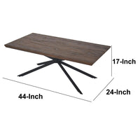 Rectangular Wooden Coffee Table with Boomerang Legs, Natural Brown Sonoma and Black - UPT-266256